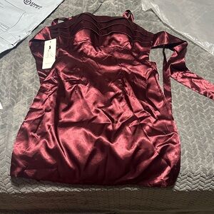 Elegant Burgundy Satin Dress